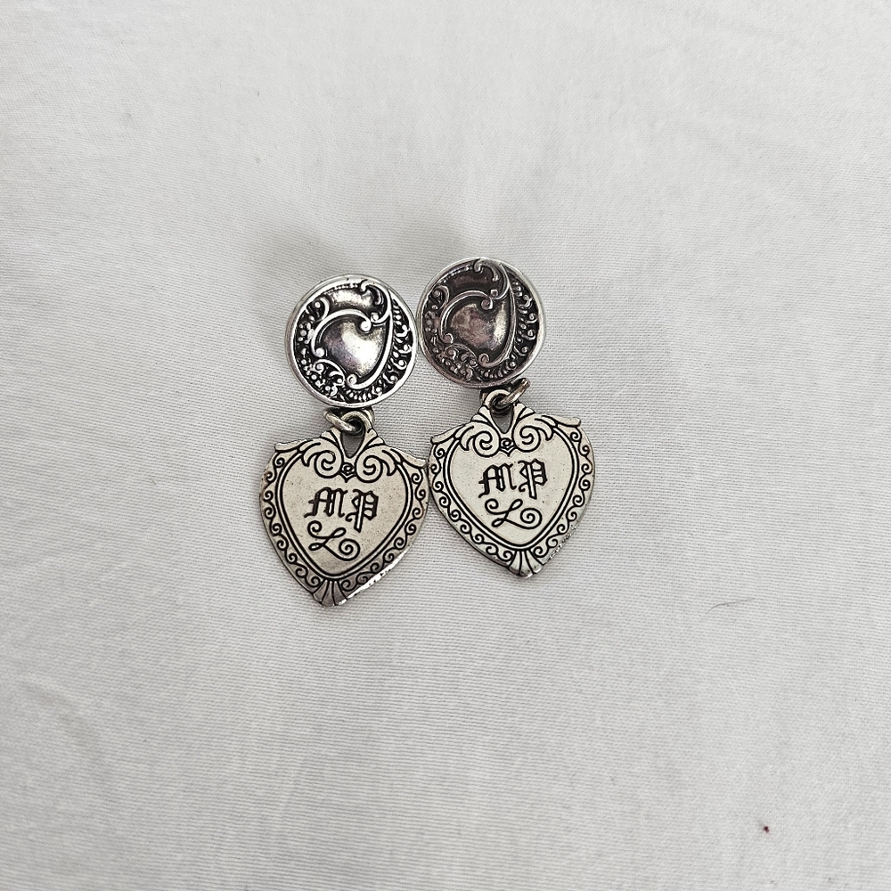 Brighton Puffed Heart Post Earrings Silver-Tone Dangle